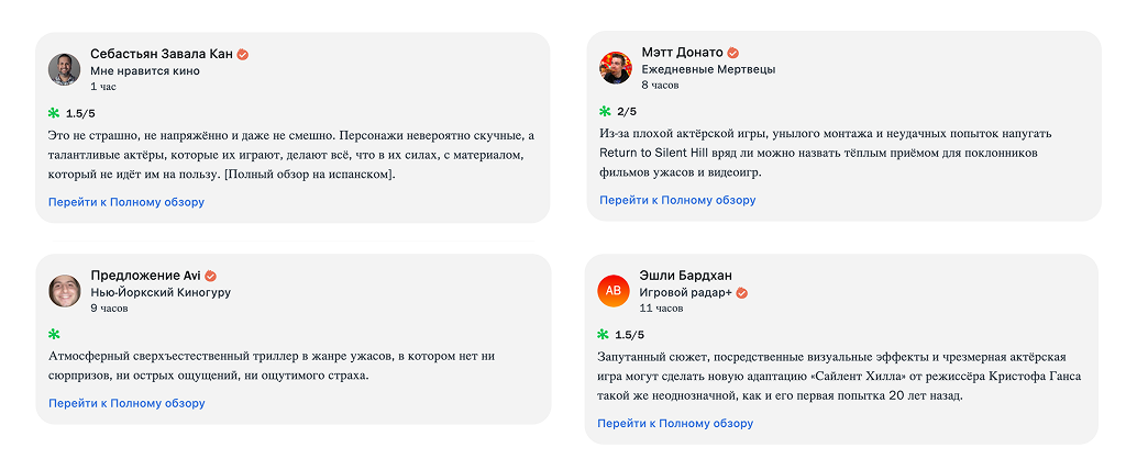 Отзывы о фильме «Возвращение в Сайлент Хилл» (2026)