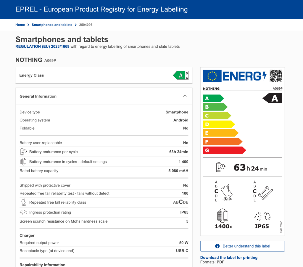 Сертифкат Nothing Phone (4a) Pro